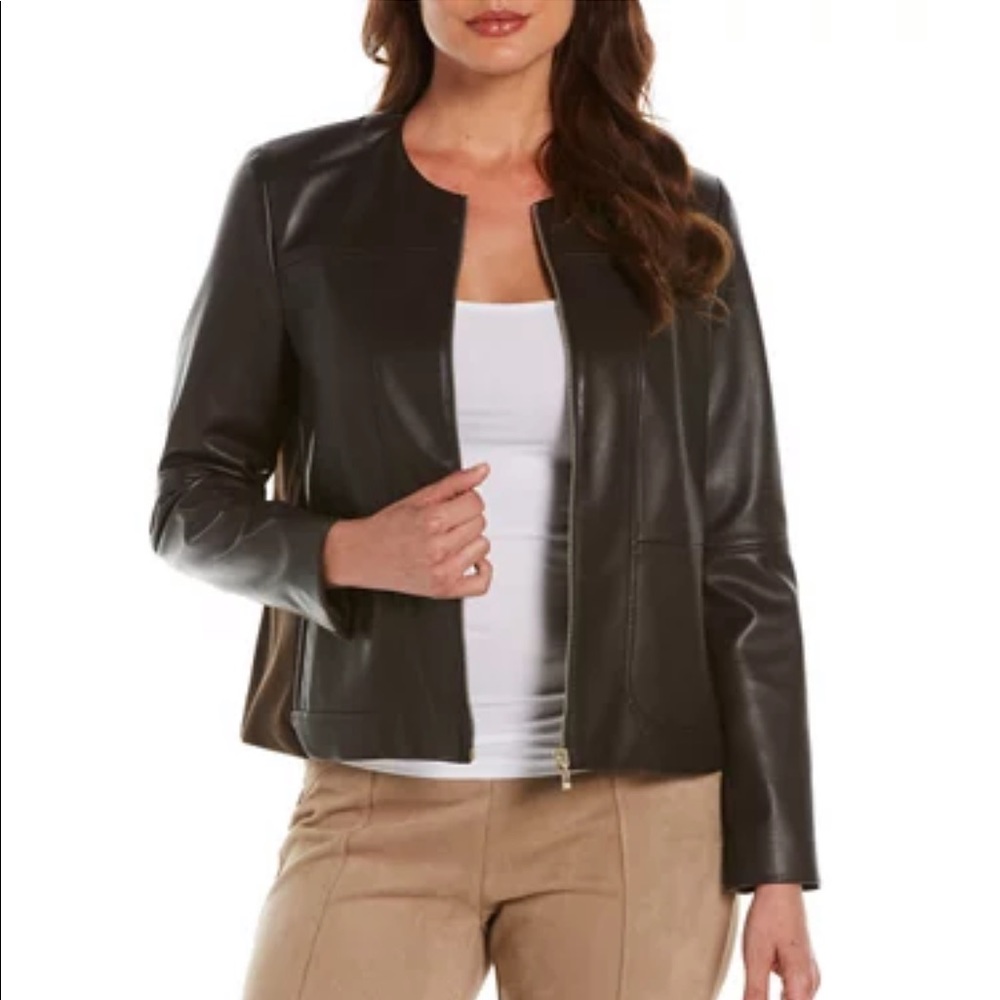 Rafaella Women Faux Leather Moto Jacket - Small